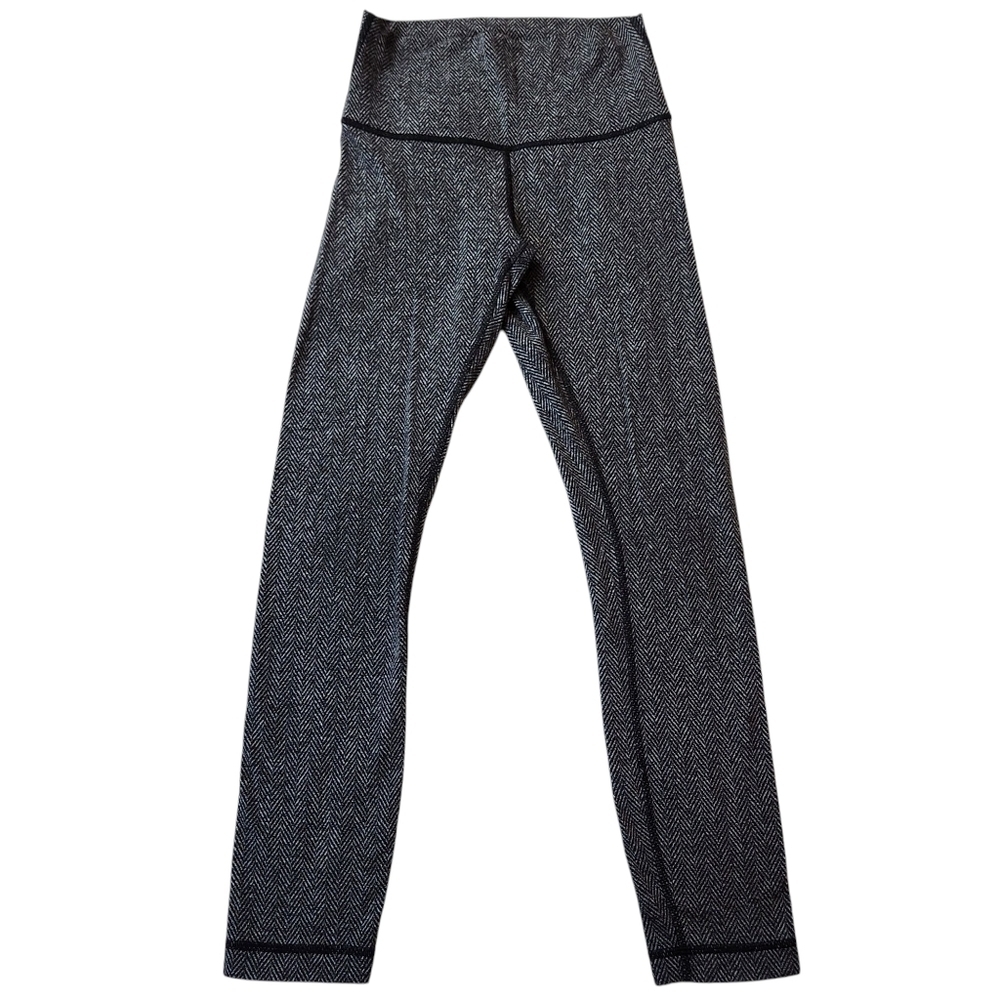 Lululemon Size 4 Wunder Under Pants Leggings Gray Heathered Herringbone Low Rise